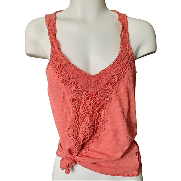 Coral Tank Top with Lovely Bodice Detailing sz xs - Picture 2 of 9